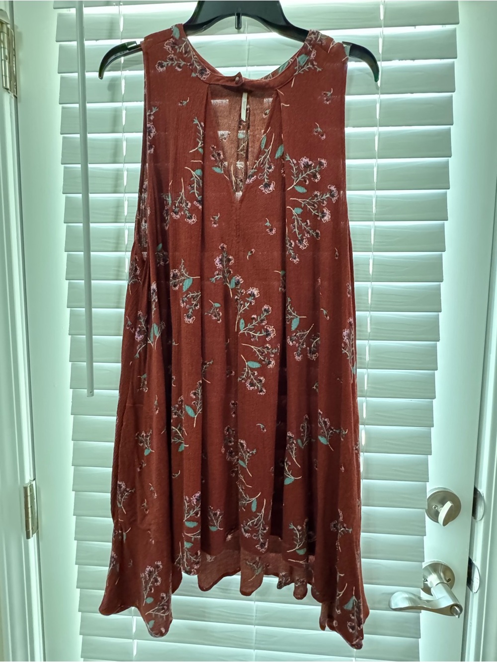 Free People Rust Floral Sleeveless Swing Dress Size L